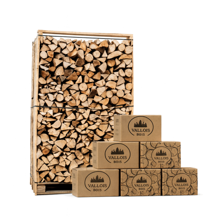 Pack Bois de Chauffage + Allume-feu – Palette 40 cm / 5 stères + 1000 pièces (10 kg)