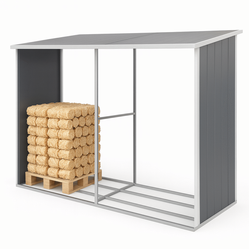 Abri bûches métallique - 3.38 m² - 302 x 112 x 190 cm
