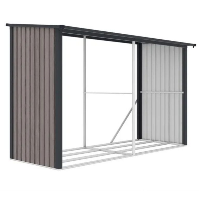 Abri bûches métallique – 5.78 m² – 302 x 119 x 190 cm