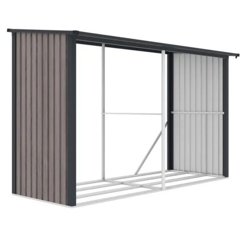 Abri bûches métallique – 5.78 m² – 302 x 119 x 190 cm
